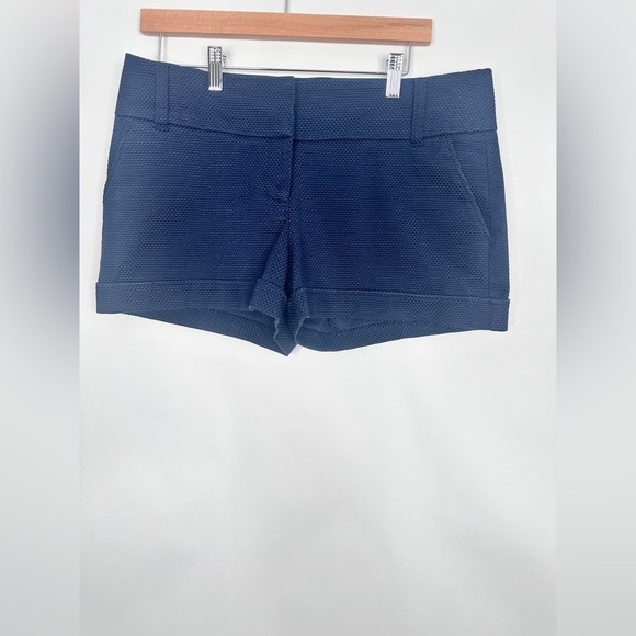Maurices Navy Blue Lo Rise‎ Textured Shorts Size 9/10 faux cuff - Picture 1 of 8
